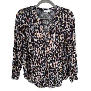 Beach‎ Lunch Lounge Animal Print Watercolor Funky Office Casual Blouse Top Small